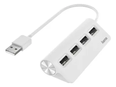 Hama Hub USB-A 2.0 4x Portar 480 Mbit/s Vit
