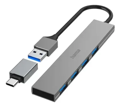 Hama Hubb USB-A 3.2 4x-Portar 5 Gbit/s USB-C-Adapter