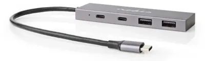 Nedis USB-hubb | 1x USB-C™ 3.2 Gen 2 Male | 2x USB-A 3.2 Gen 2 Female / 2x USB-C™ 3.2 Gen 2 Female | 4-Port port(s) | USB 3.2 Gen 2 | USB ström | 10 Gbps