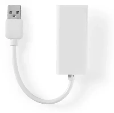 Nedis USB-nätverkskort | USB 2.0 | 100 Mbps | USB-A Hane | RJ45 Hona | 0.20 m | Rund | Guldplaterad / Nickelplaterad | Bar koppar | Vit | Låda