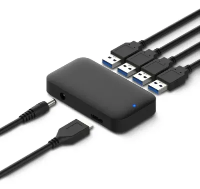 Plexgear USB 5 Gb/s-hubb med strömförsörjning 4-vägs
