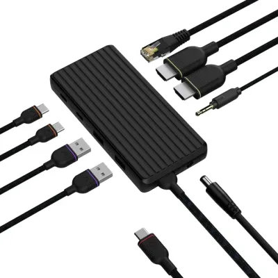 Unisynk USB-C-dockningsstation 9 portar 4K för dubbla skärmar