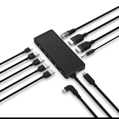 Unisynk USB-C-Hubb 10 portar för dubbla skärmar Windows