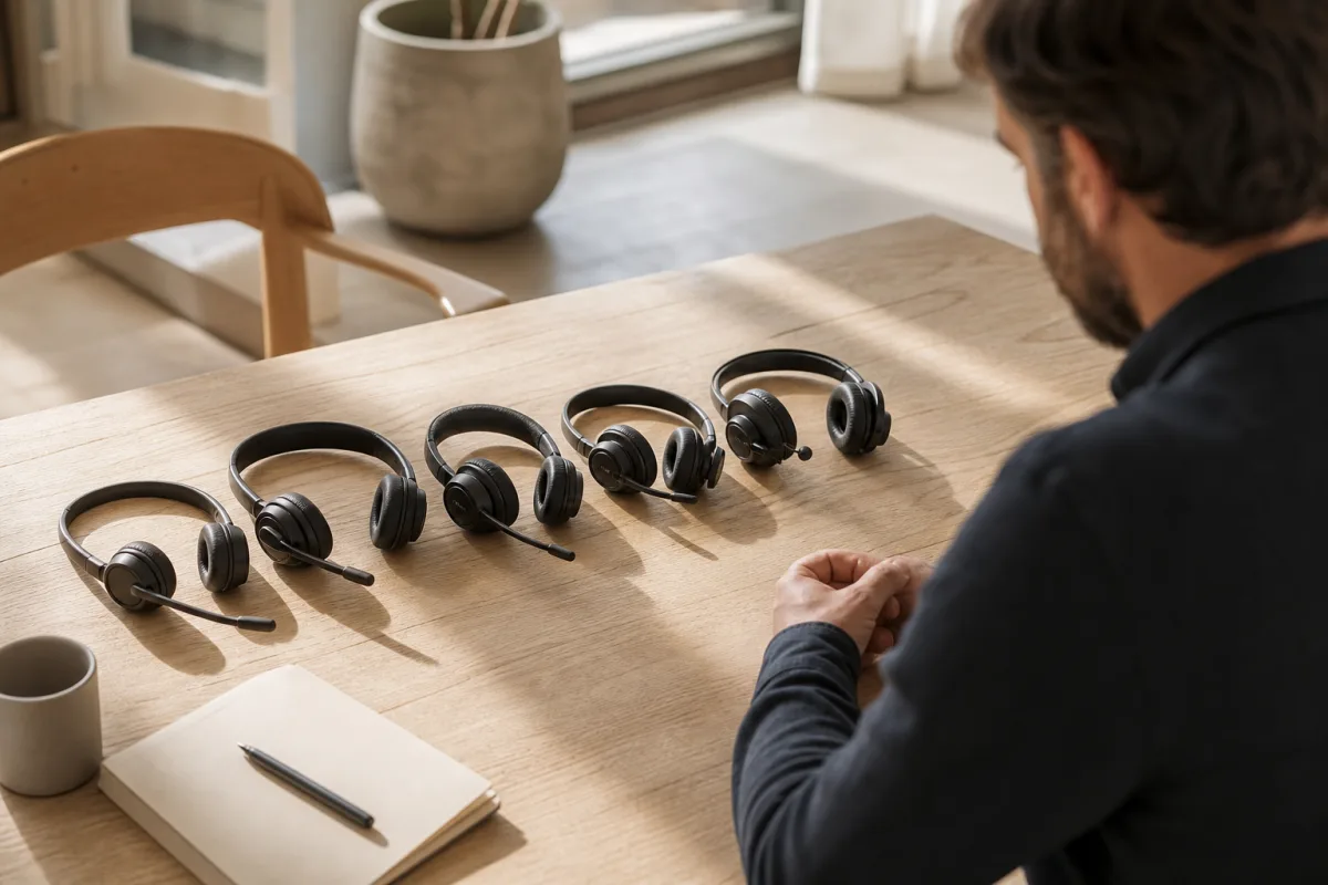 5 headset med mikrofon som låter tydligt i samtal