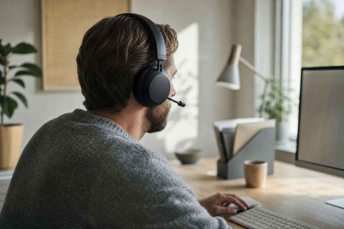 Headset för möten, spel och långa pass