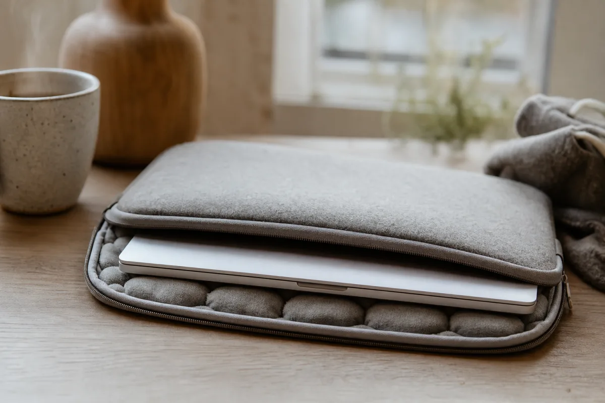 Vad betyder stötskydd i ett laptopfodral?